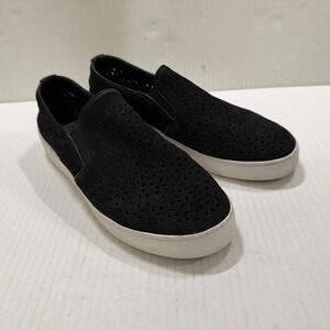 Vionic Shoes Womens 7.5 Black Leather Perforated Slip On Comfort Casual Sneakers